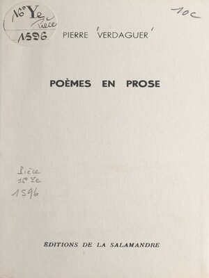 cover image of Poèmes en prose